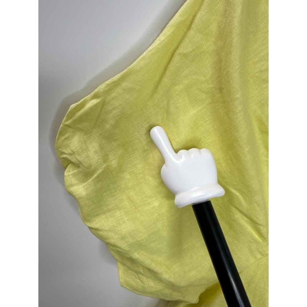 Mable Butter Yellow Linen Blend Puff Sleeve Mini Dress Large Babydoll Coquette - Picture 4 of 16